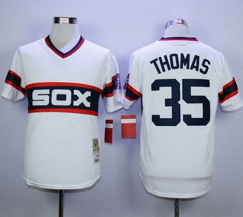 Mitchell And Ness 1983 White Sox #35 Frank Thomas White Throwback Stitched MLB Jersey